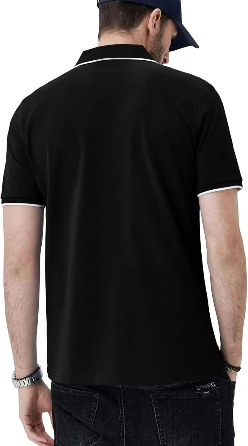 Aiyino Men's Muscle V Neck Polo Shirts Slim Fit Short Sleeve Cotton Golf T-Shirts Ribbed Knit Soft Tees