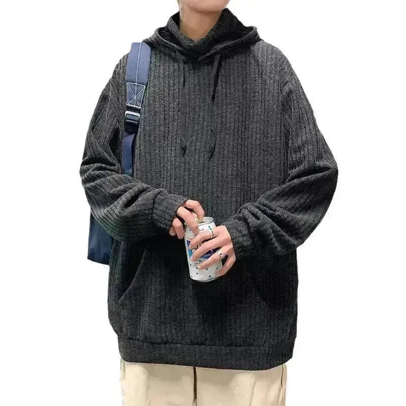 American Oversized Drawstring Turtleneck Hoodie Sweatshirt Men