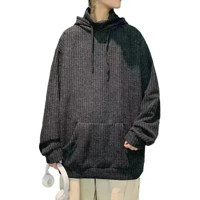 American Oversized Drawstring Turtleneck Hoodie Sweatshirt Men
