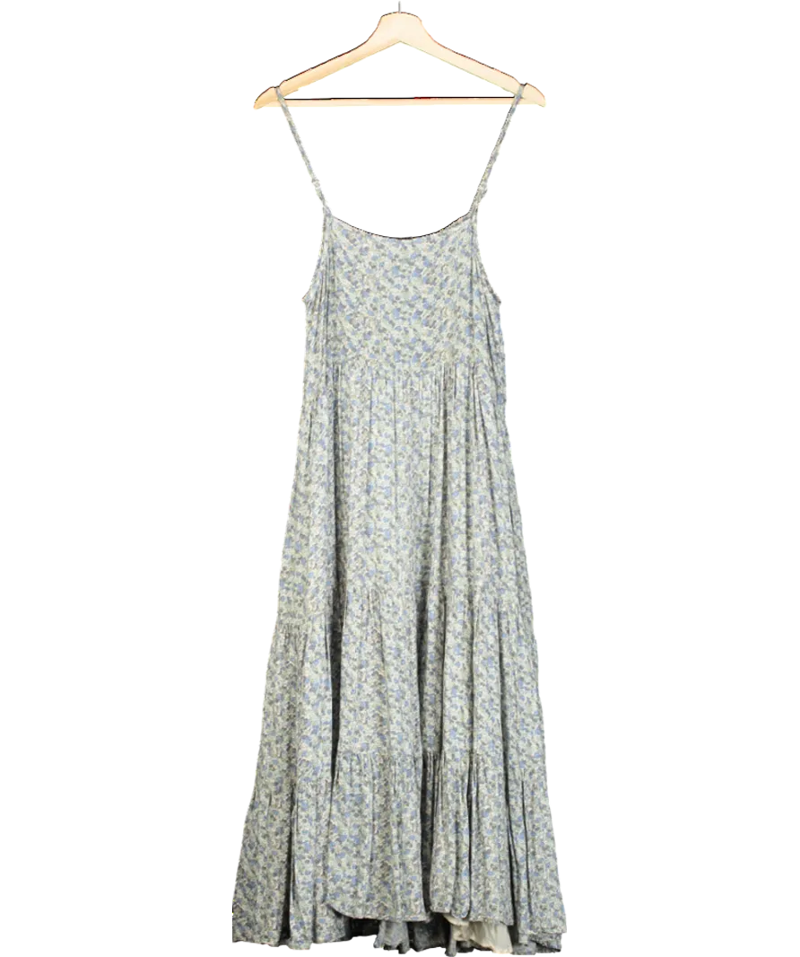 & Other Stories Green Strappy Floral Midi Dress UK S