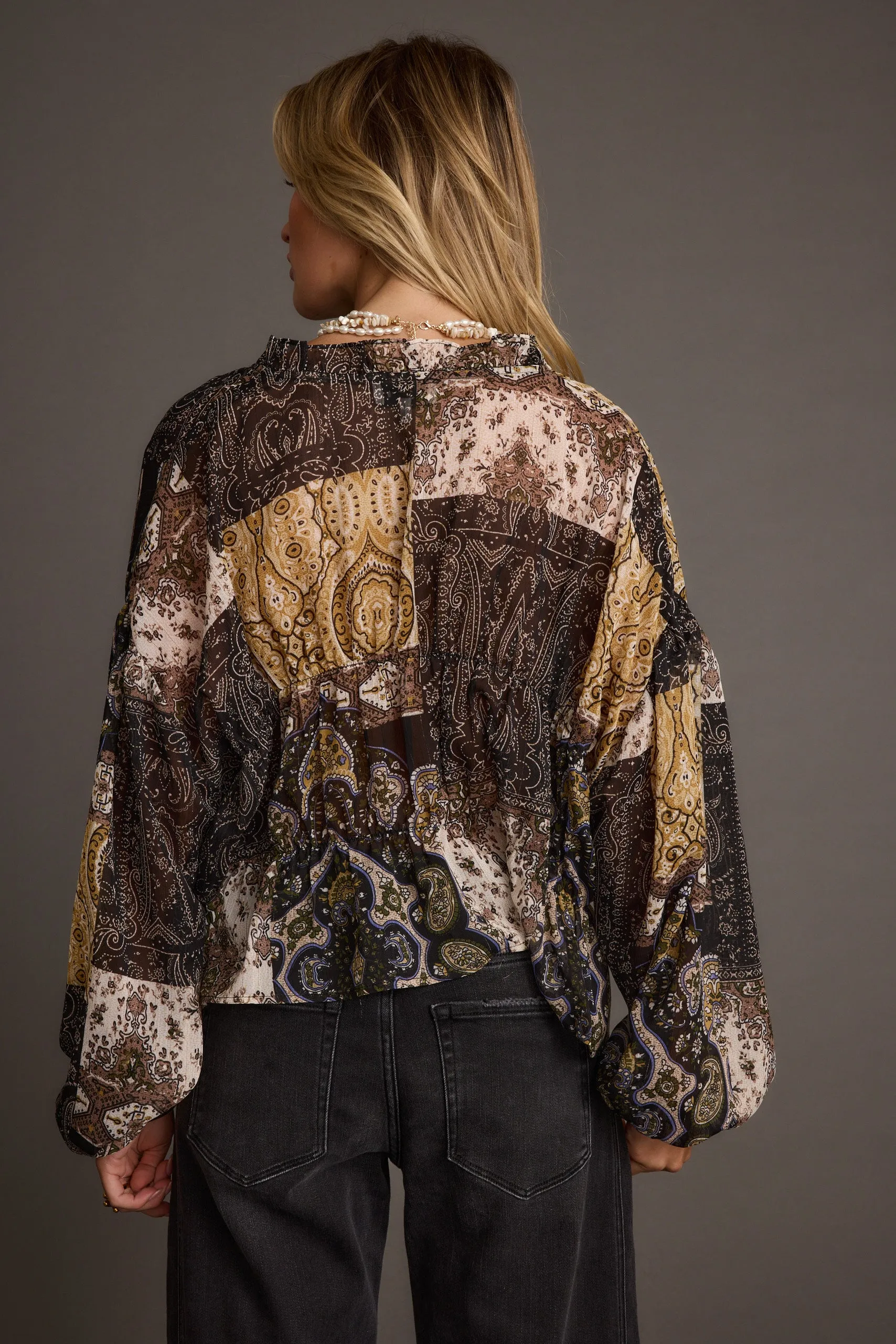 Atlas Paisley Chiffon Long Sleeve Blouse