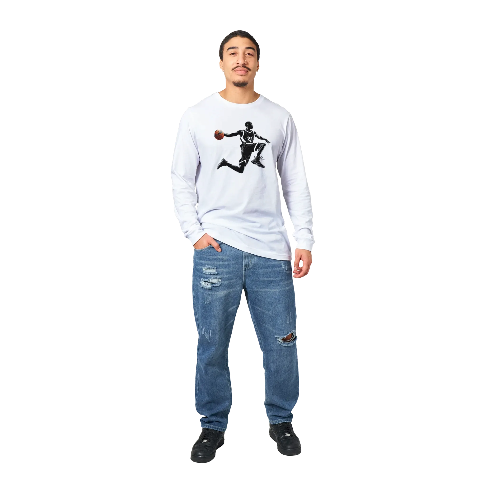 Basketball Player Mid-Air - Premium Unisex Longsleeve T-shirt