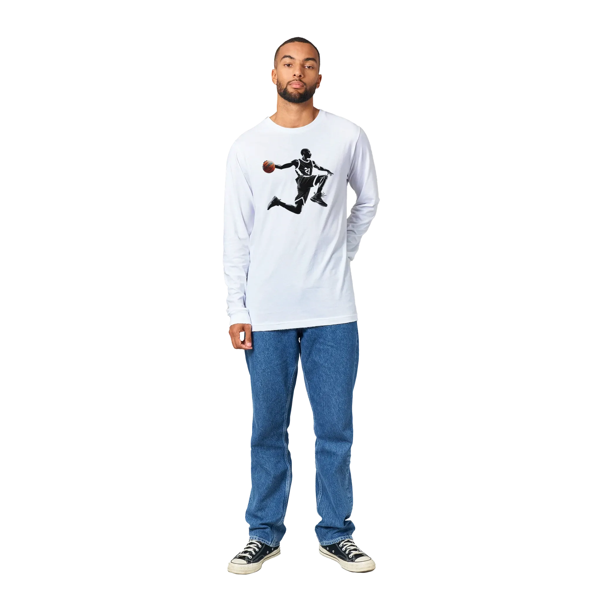 Basketball Player Mid-Air - Premium Unisex Longsleeve T-shirt