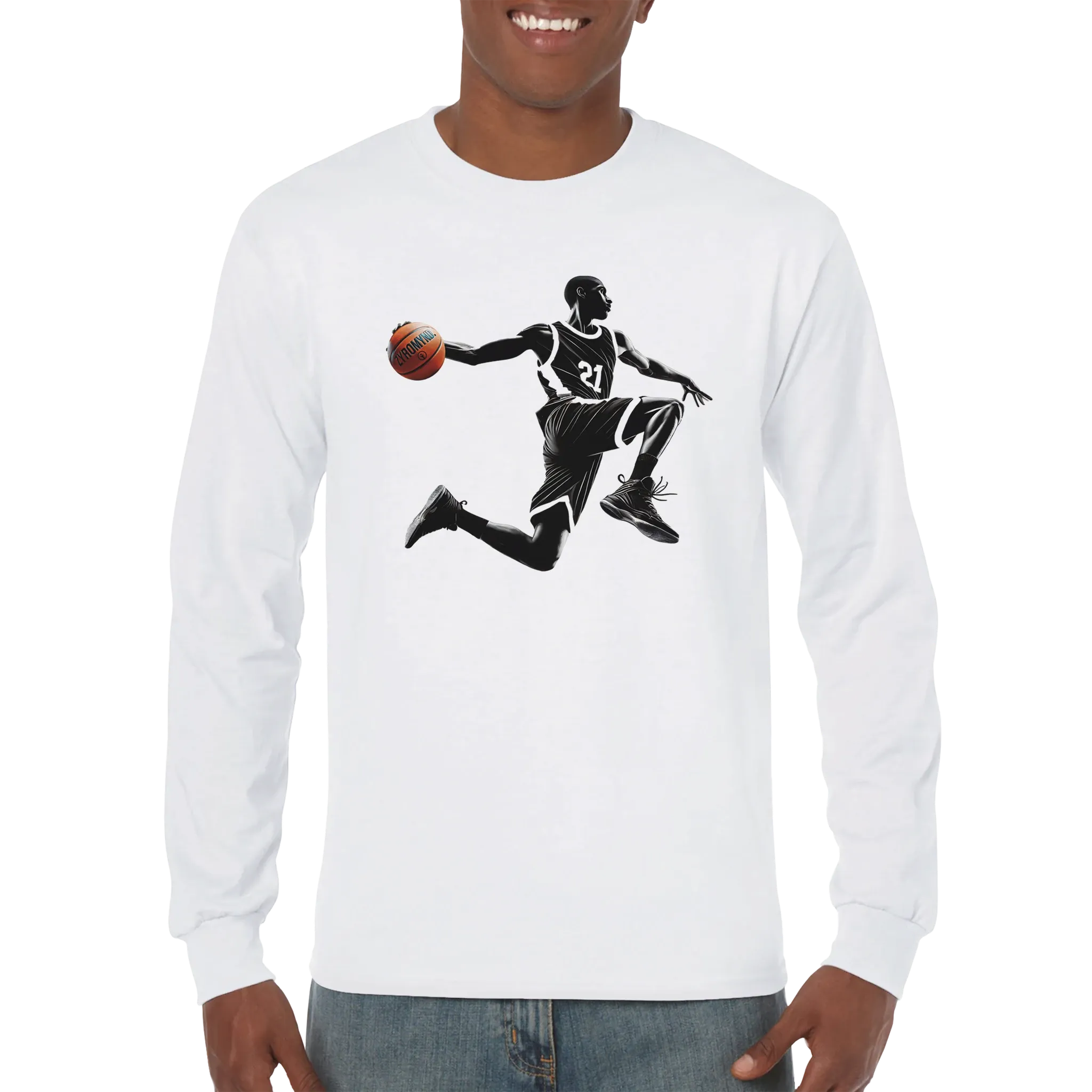 Basketball Player Mid-Air - Premium Unisex Longsleeve T-shirt