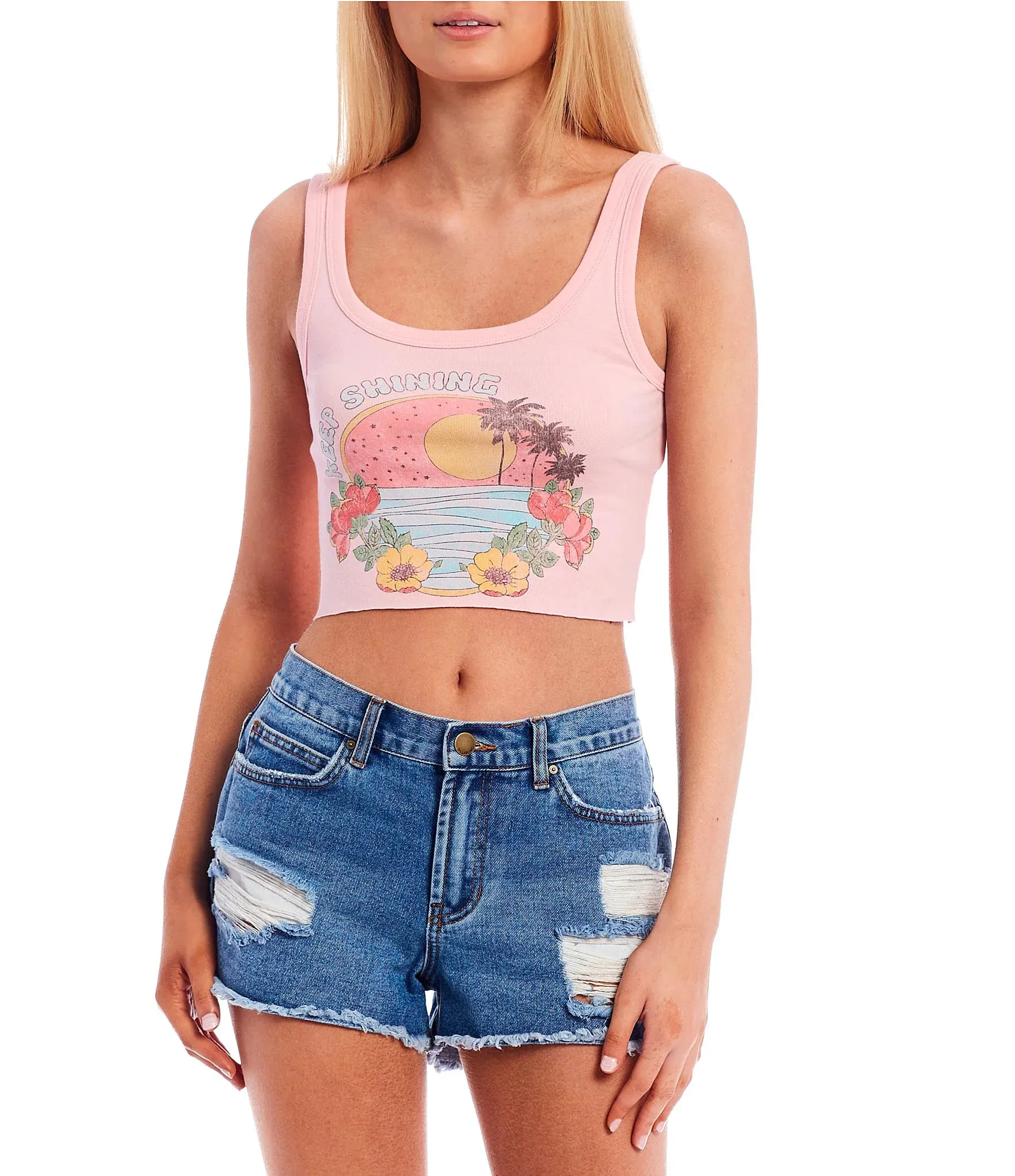 Billabong Keep Shining Graphic Cropped Tank Top