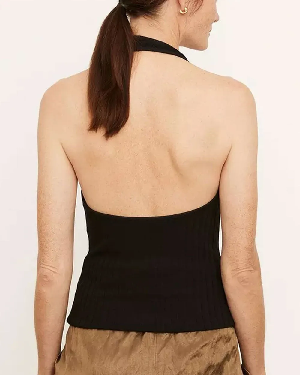 Black Ribbed Halter Tank