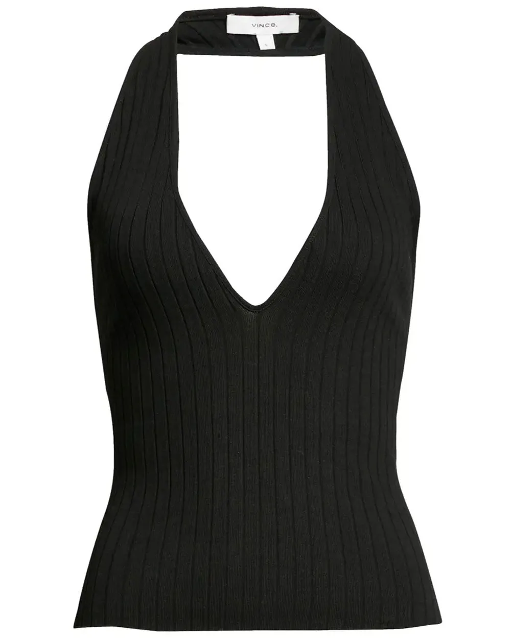 Black Ribbed Halter Tank