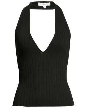 Black Ribbed Halter Tank