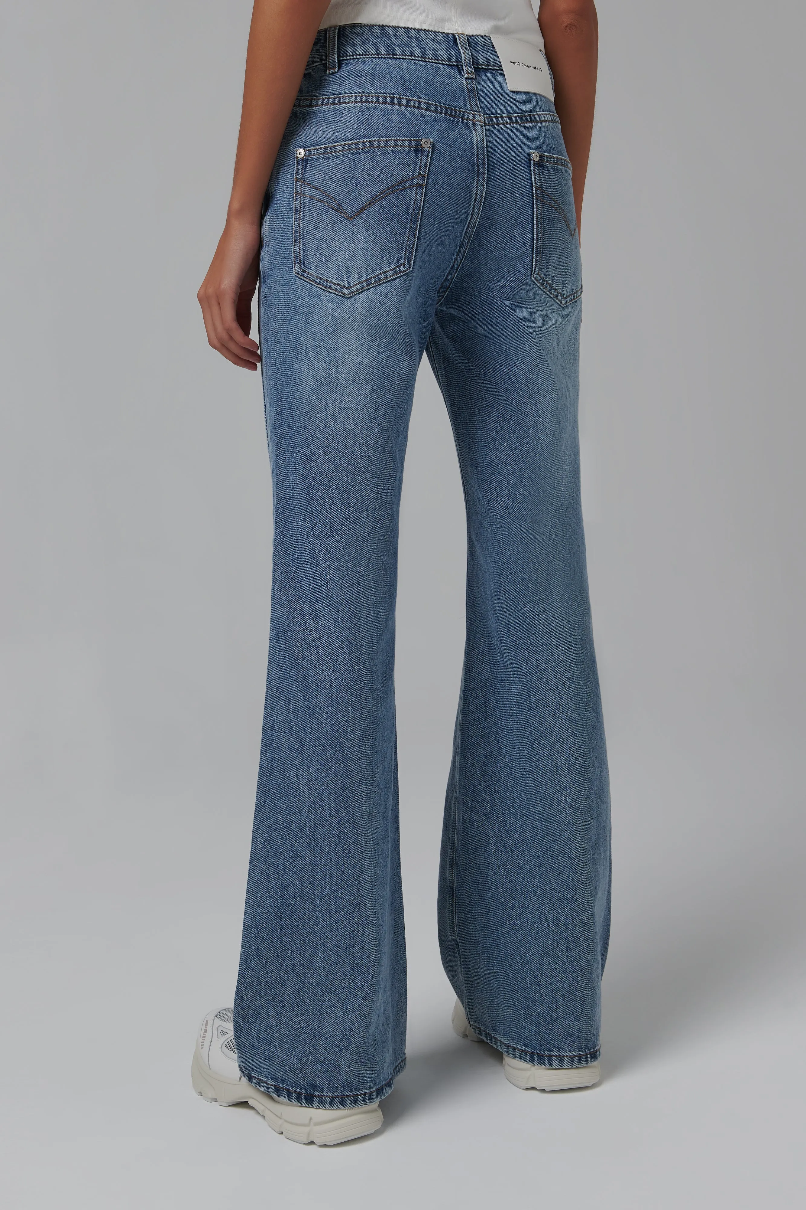 Blue Cross Waistband Flared Jeans