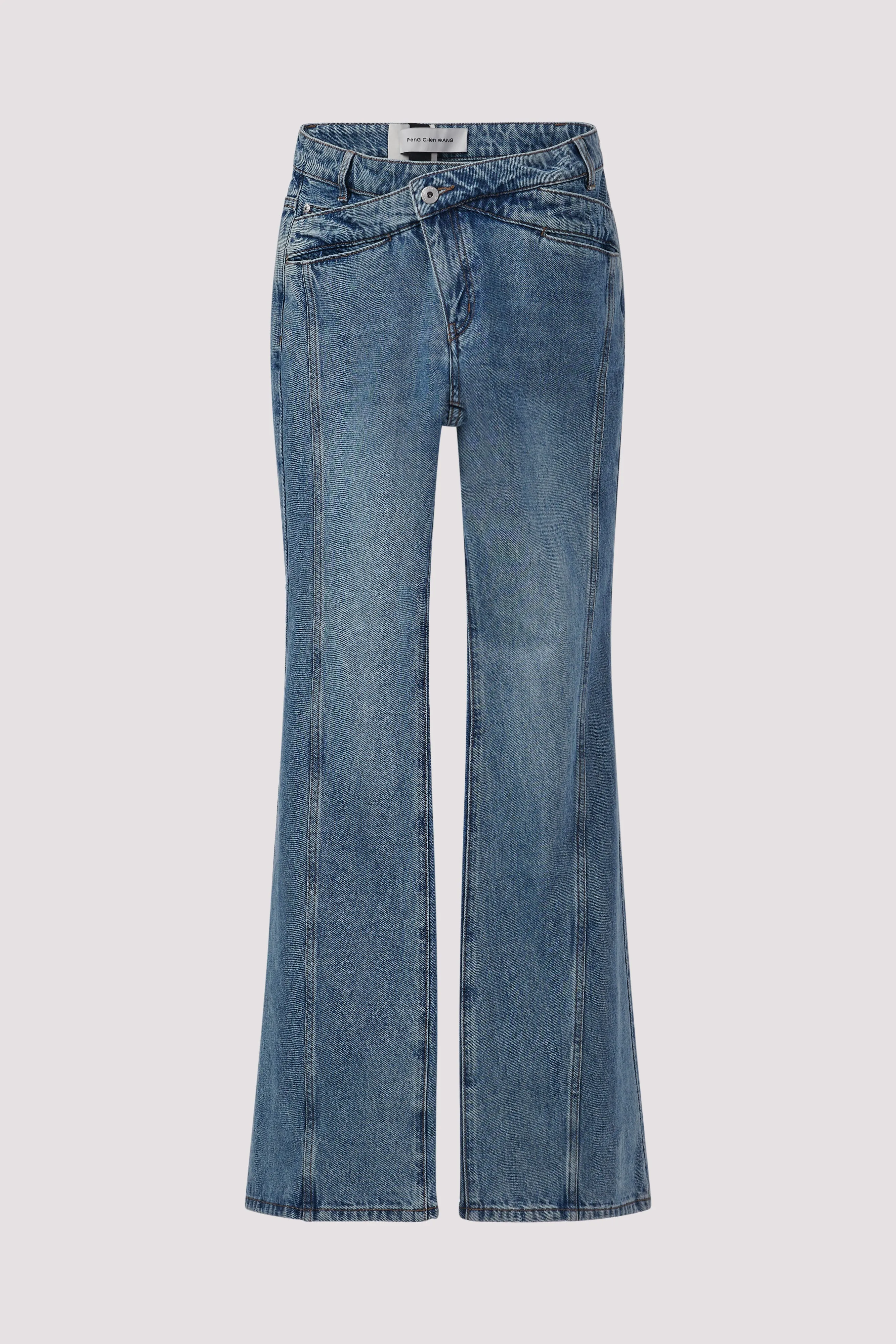 Blue Cross Waistband Flared Jeans