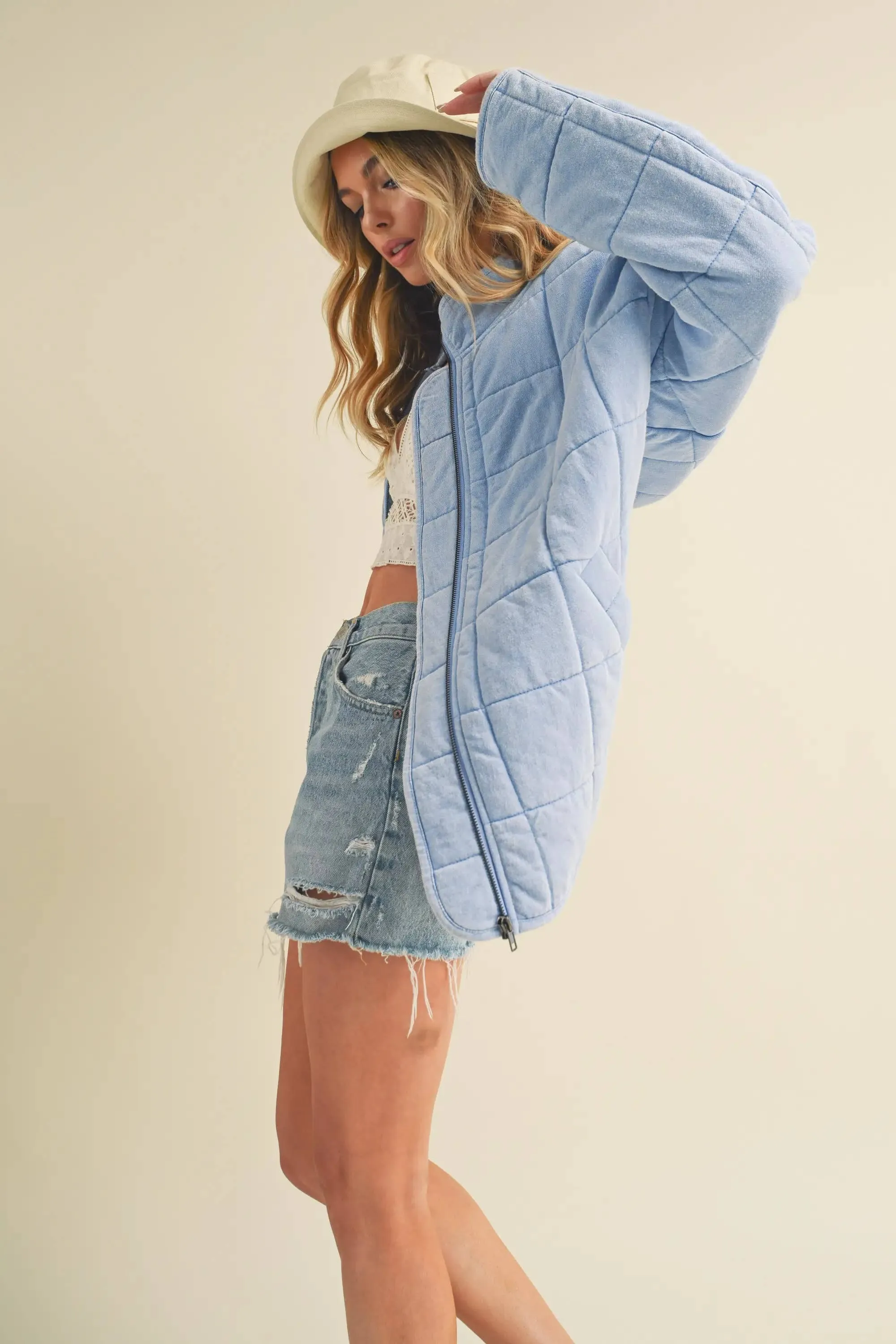 Blue Quilted Puffer Jacket