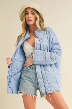 Blue Quilted Puffer Jacket