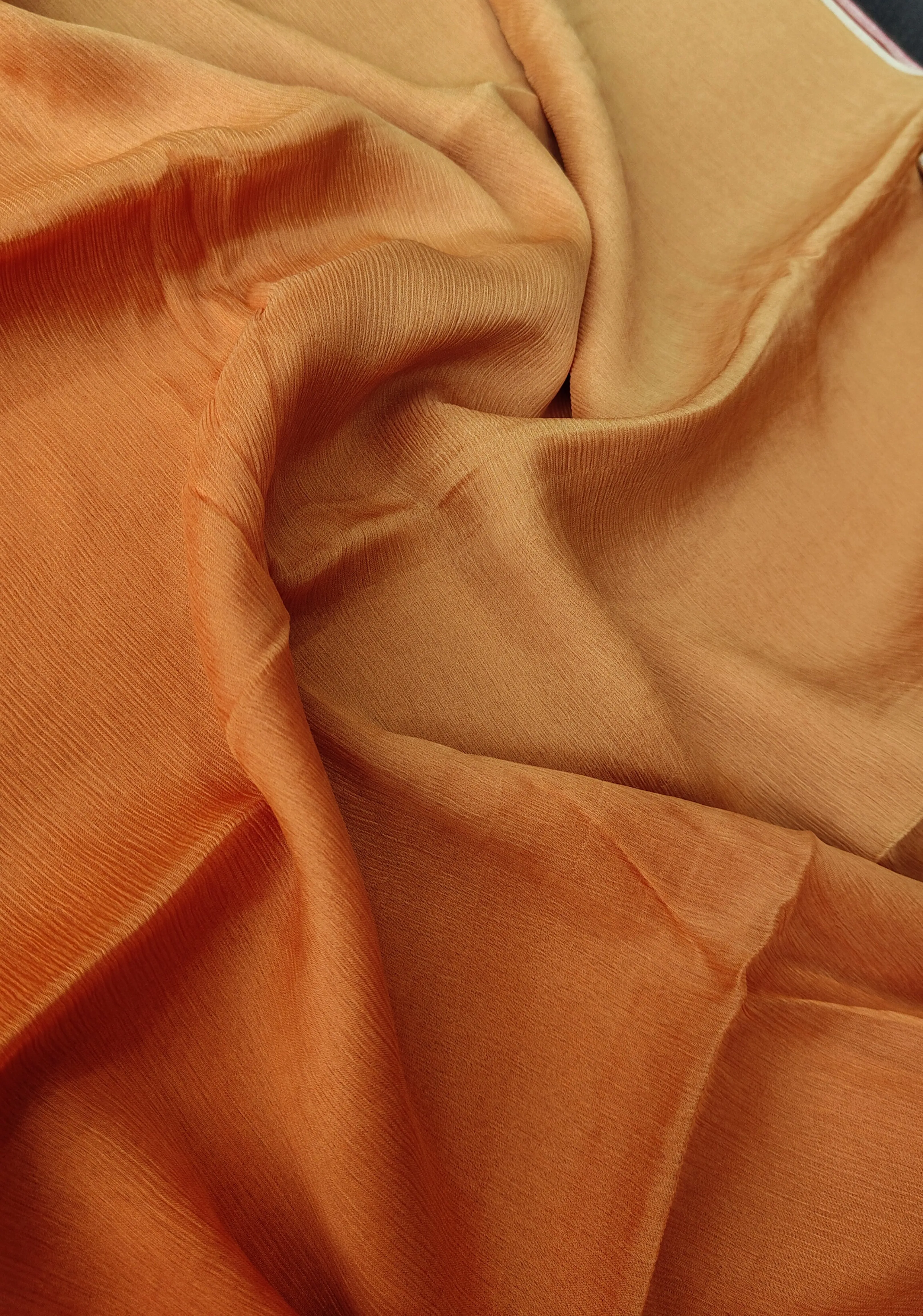 Bollywood style ombre pure chiffon Saree in Orange and Ochre, No Blouse Piece