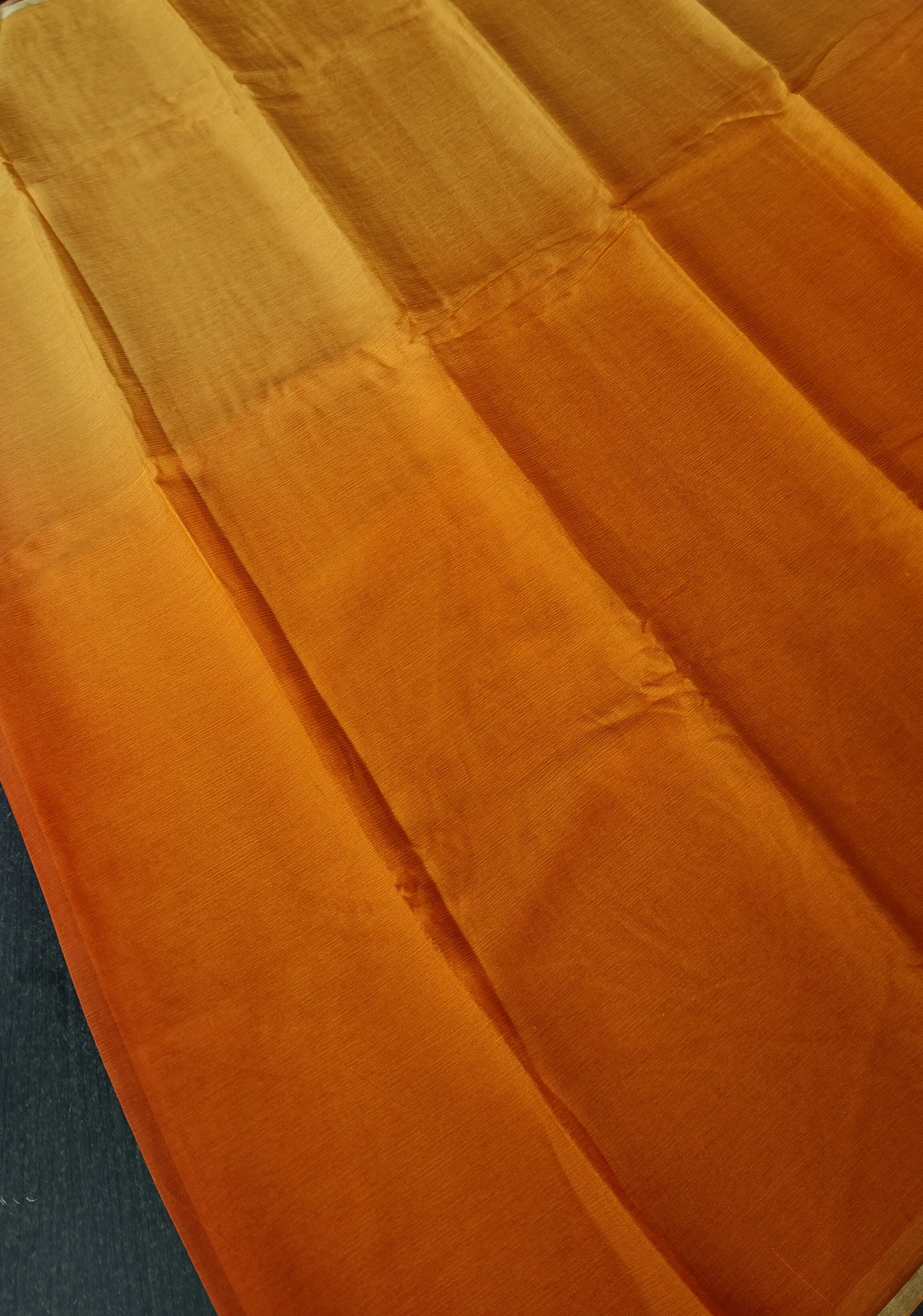 Bollywood style ombre pure chiffon Saree in Orange and Ochre, No Blouse Piece