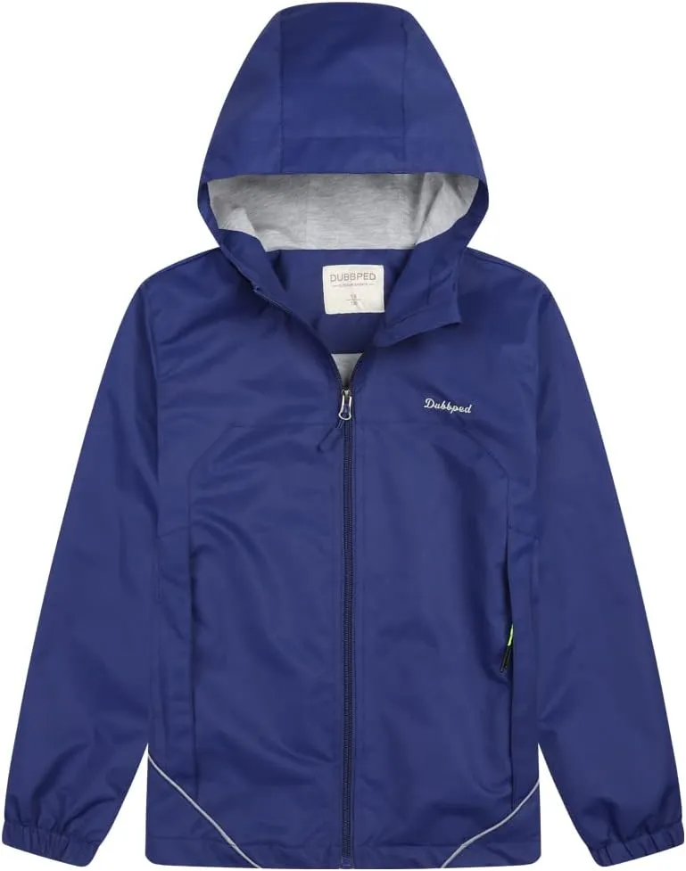 Boys Girls Rain Jacket Hooded Windbreaker Lightweight Waterproof Raincoat for Kids