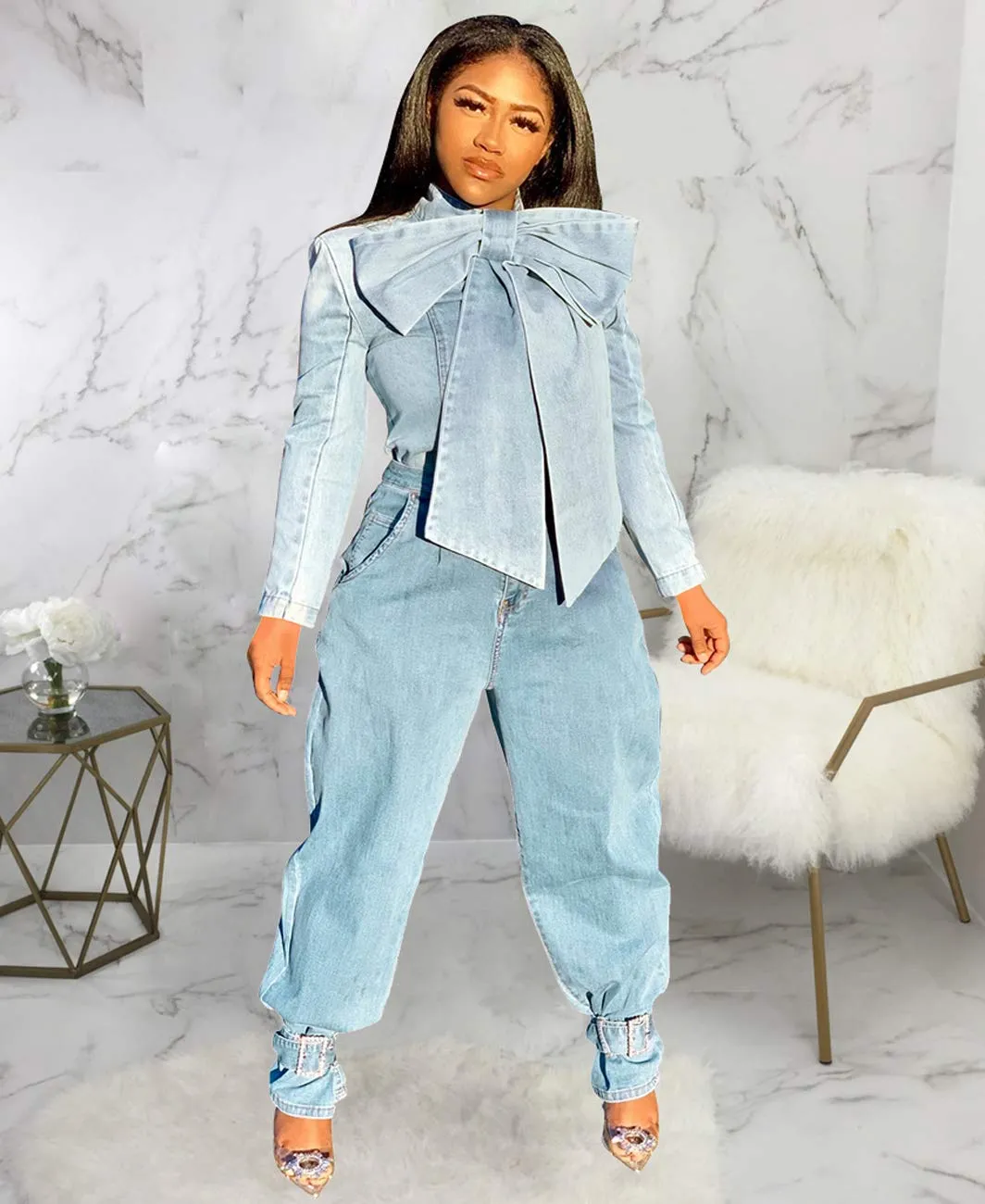 Butterfly Denim Long Sleeve Jean Cropped Jackets For Women