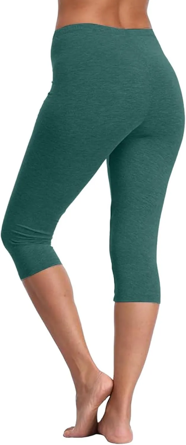 Capri Leggings for Women 2025 Summer Stretch Plus Size High Waisted Pants Casual Workout Yoga Pants with Pockets