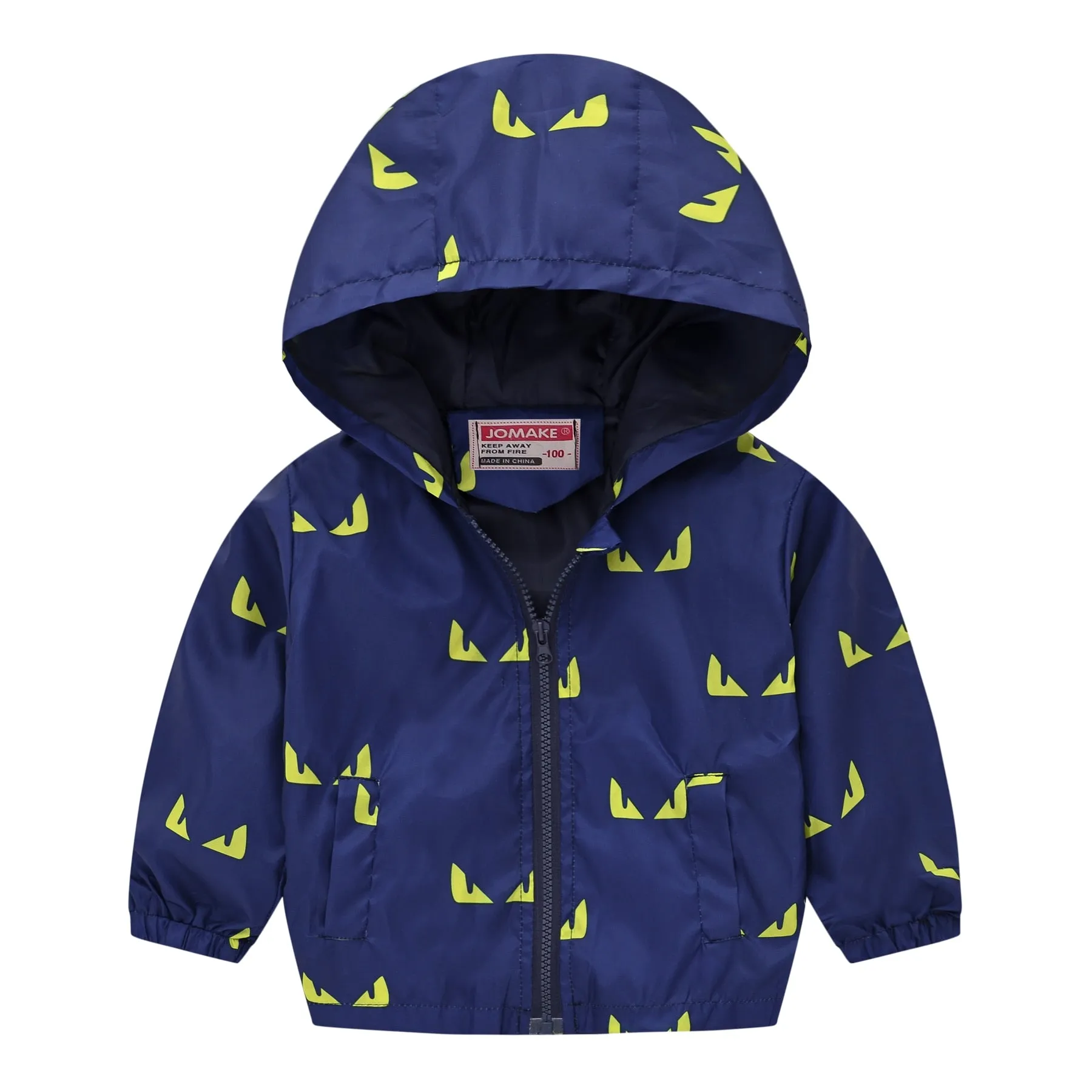 Cartoon Dinosaur Print Windbreaker Jacket for Kids Boys