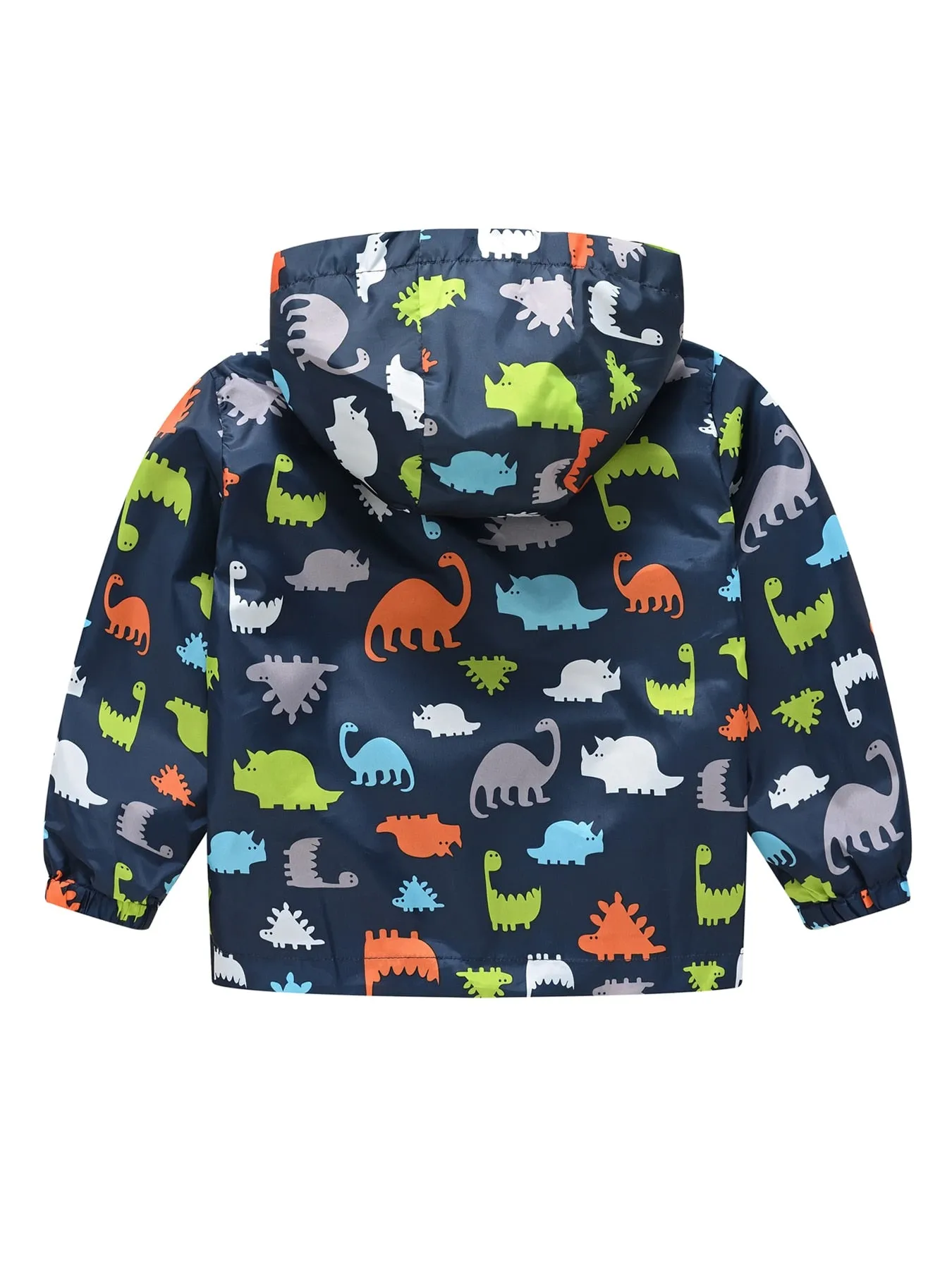 Cartoon Dinosaur Print Windbreaker Jacket for Kids Boys