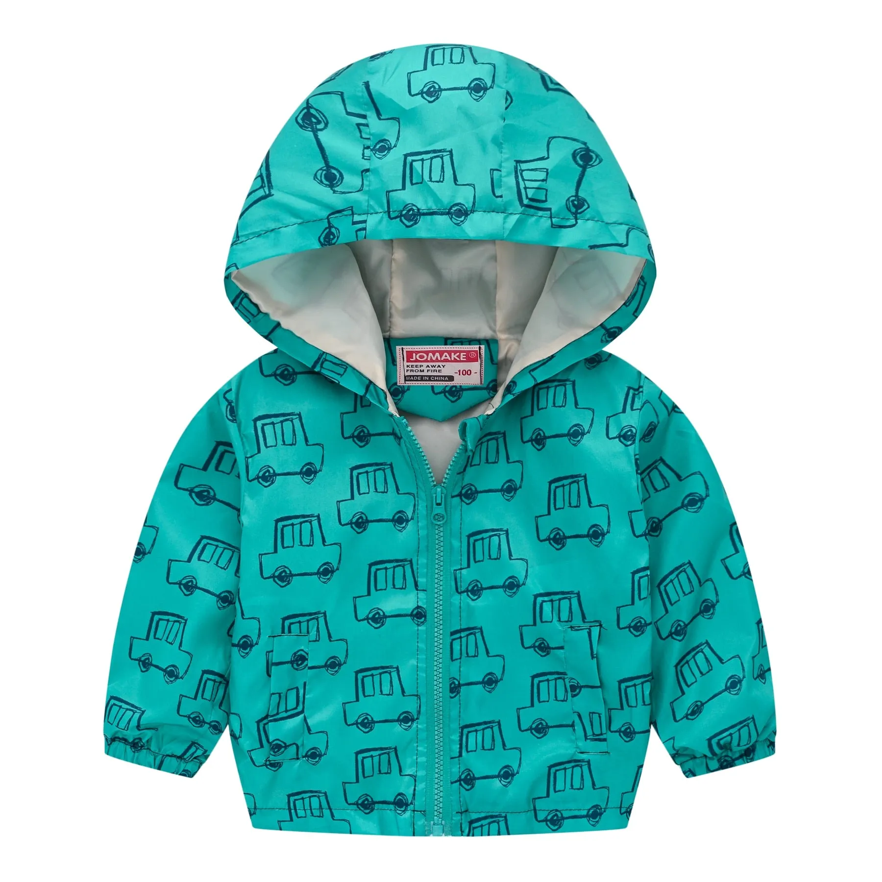 Cartoon Dinosaur Print Windbreaker Jacket for Kids Boys