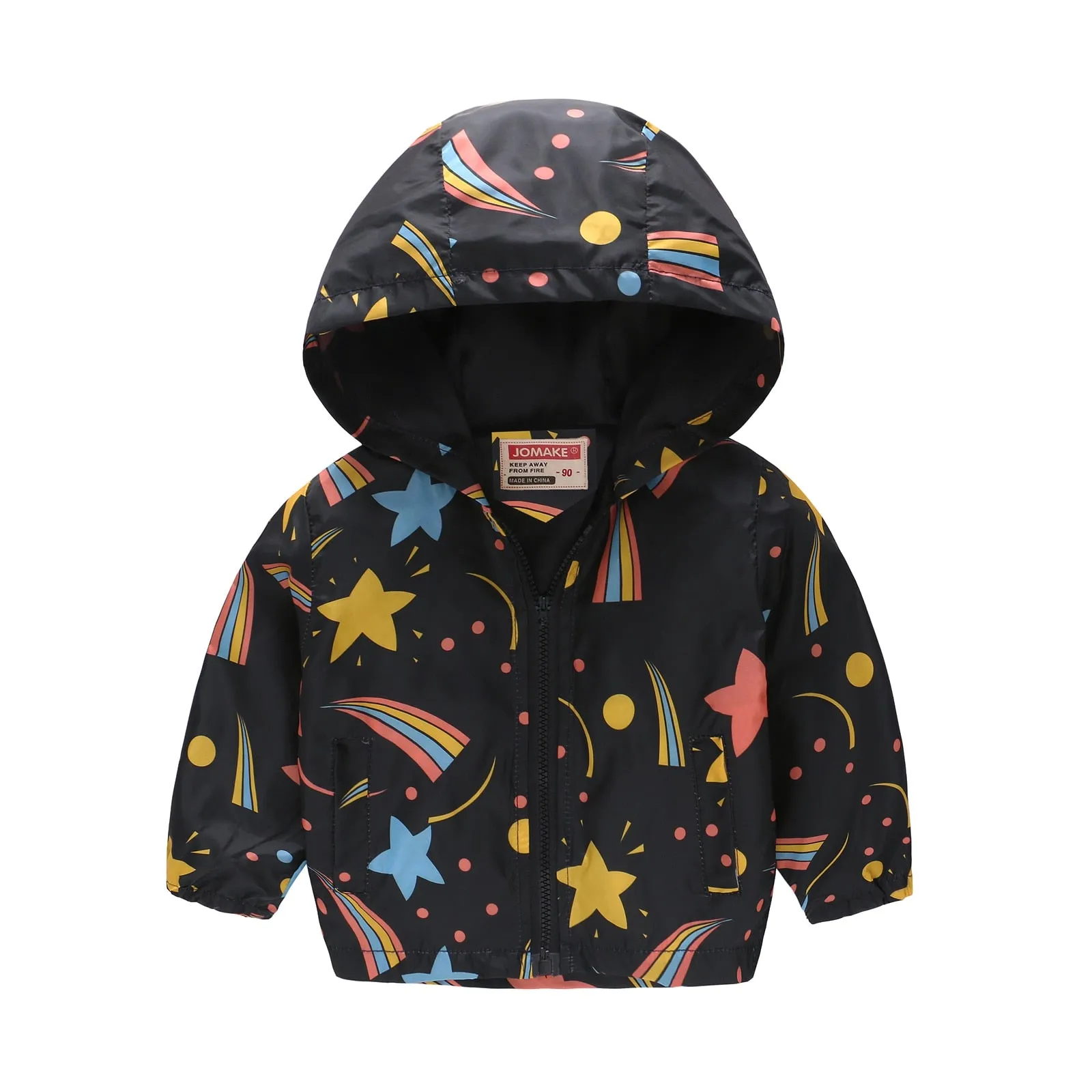 Cartoon Dinosaur Print Windbreaker Jacket for Kids Boys