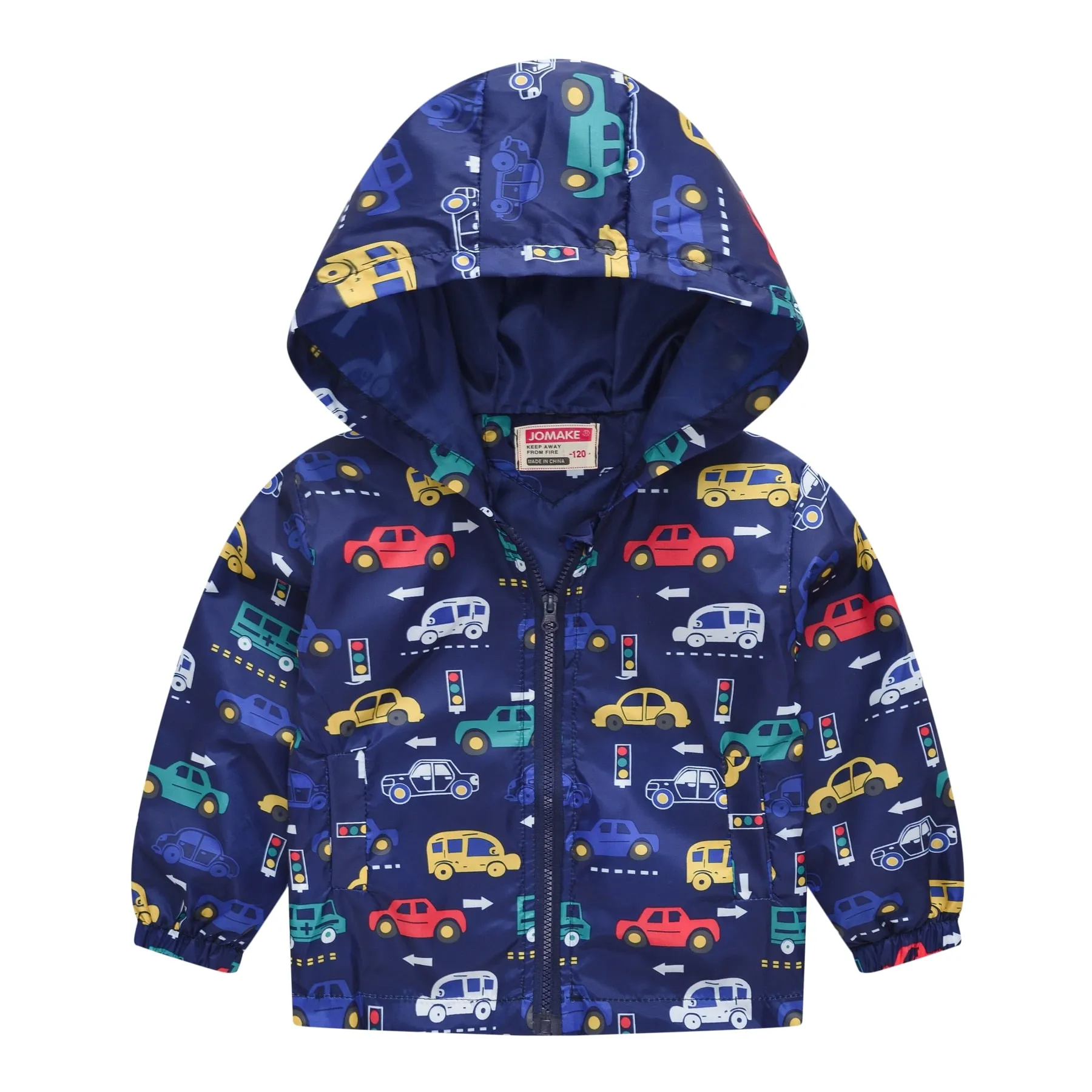 Cartoon Dinosaur Print Windbreaker Jacket for Kids Boys