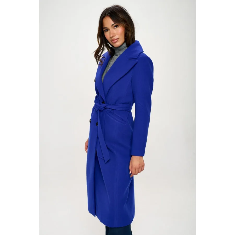 Coalition LA Double-Breasted Longline Coat with Belt