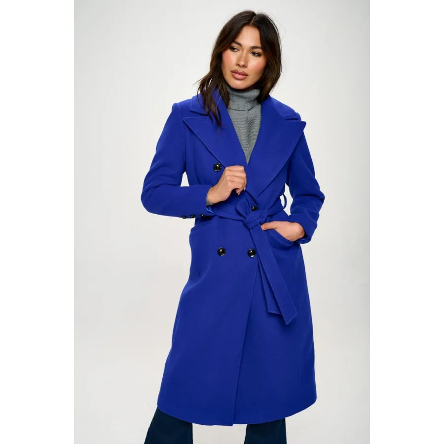 Coalition LA Double-Breasted Longline Coat with Belt