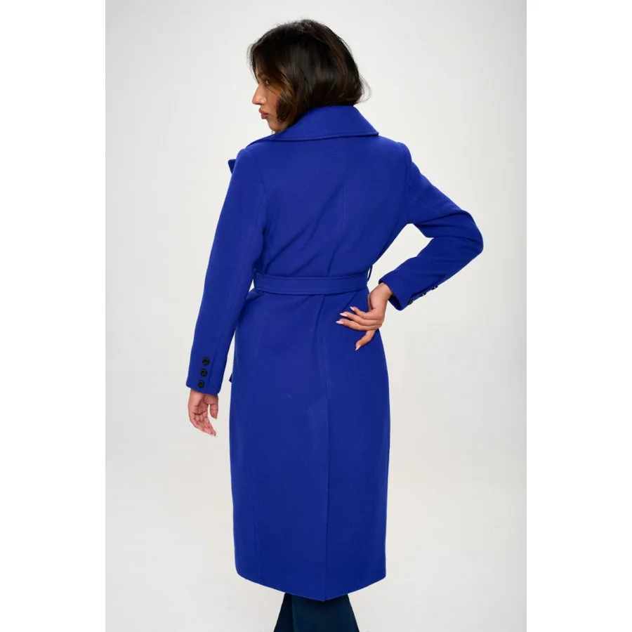 Coalition LA Double-Breasted Longline Coat with Belt