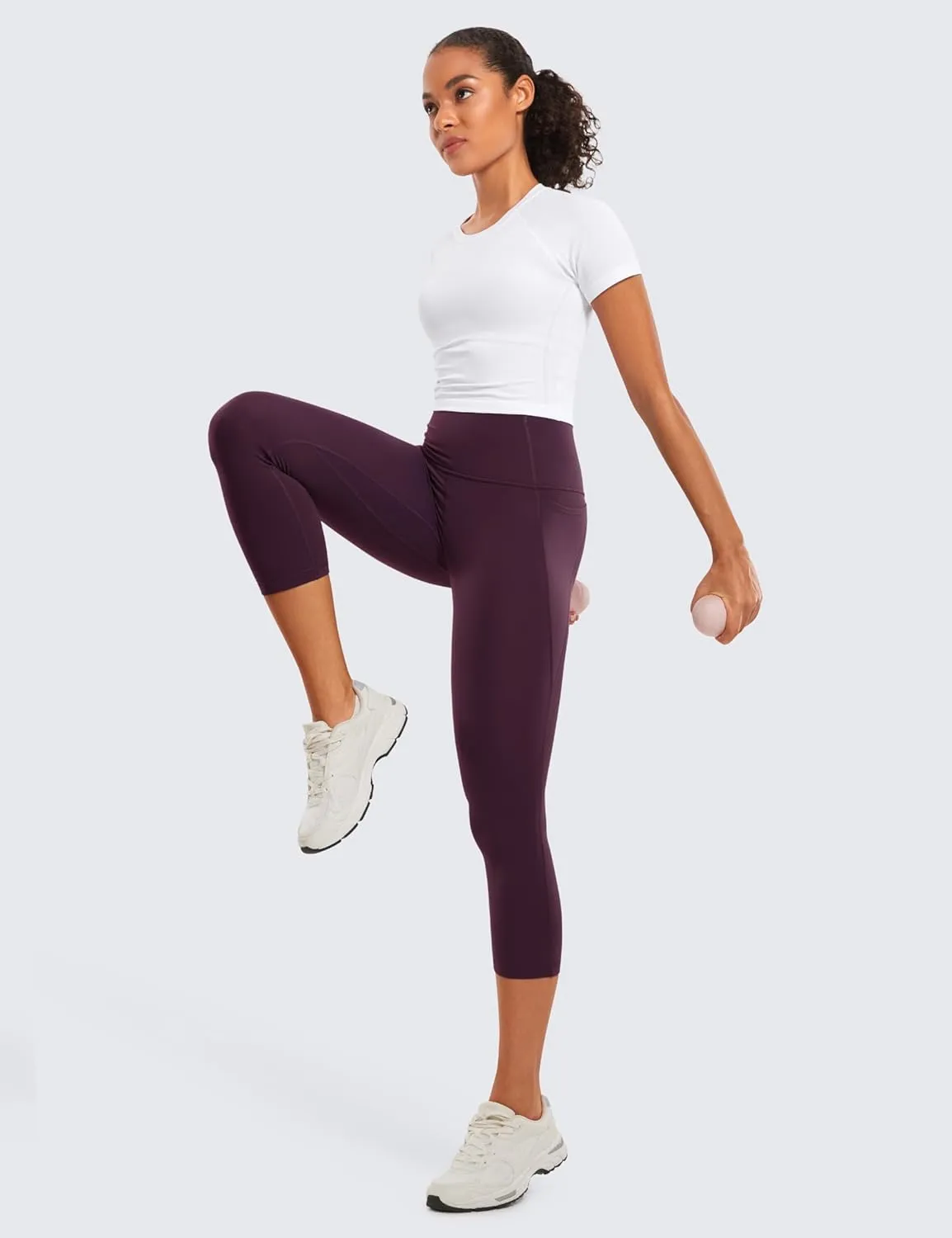 CRZ YOGA Womens Butterluxe Workout Capri Leggings with Pockets 21 Inches - High Waisted Gym Athletic Crop Yoga