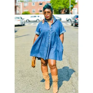 Deja Denim Baby Doll Shirt Dress