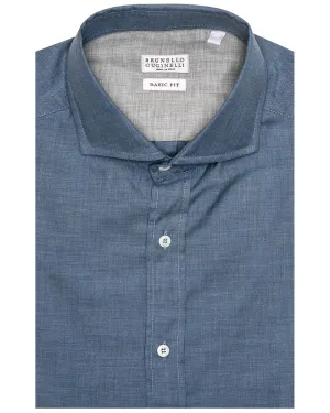 Denim Blue Herringbone Shirt