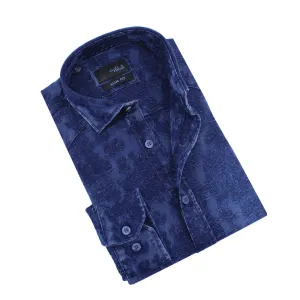 Denim Floral Jacquard Button Down Shirt