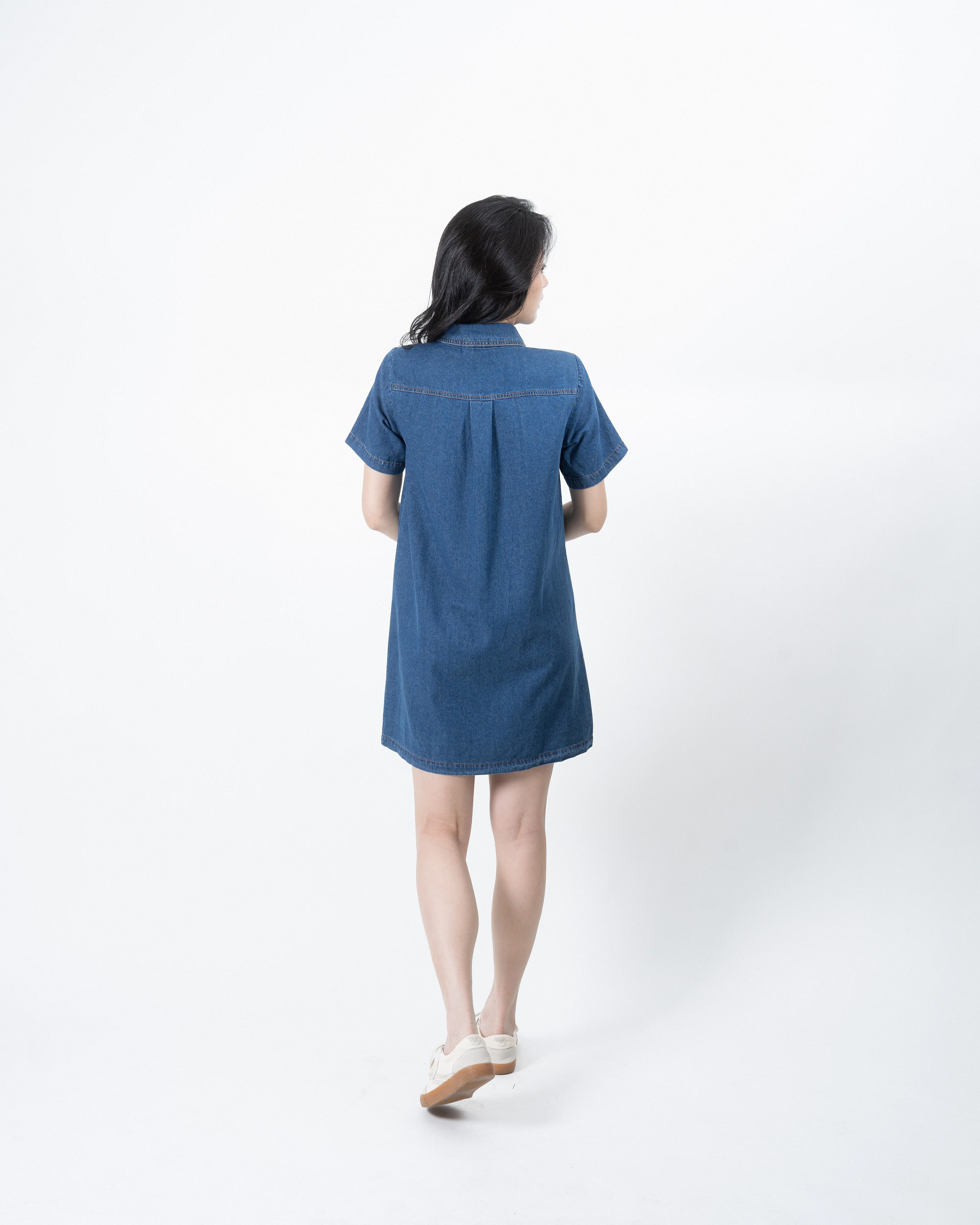 Denim Pocket Shirt Dress (Denim)