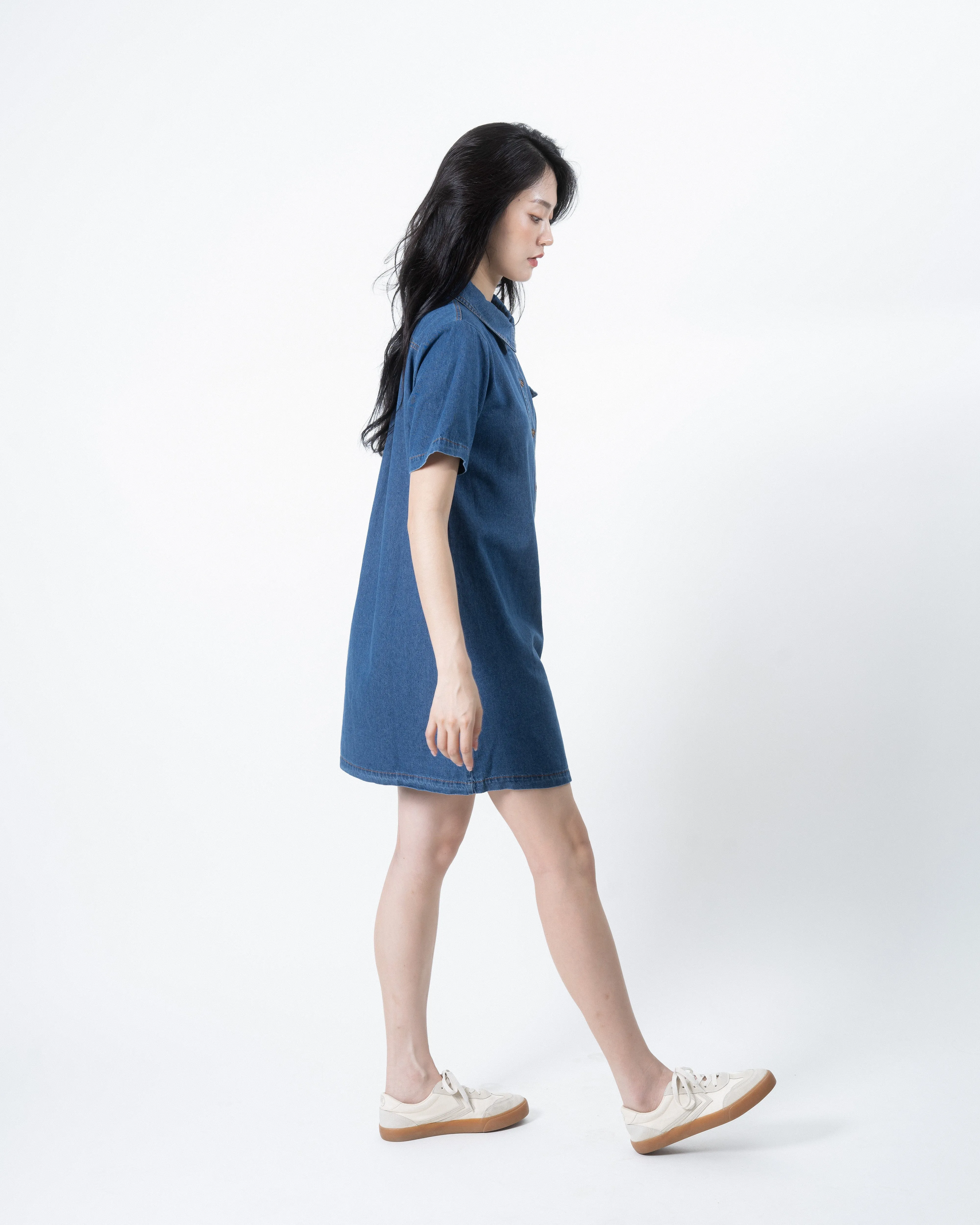 Denim Pocket Shirt Dress (Denim)