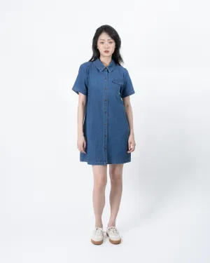 Denim Pocket Shirt Dress (Denim)