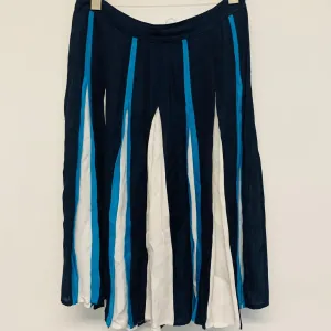 DIANE VON FURSTENBERG Blue Ladies Pleated Lined White A-Line Skirt UK 10