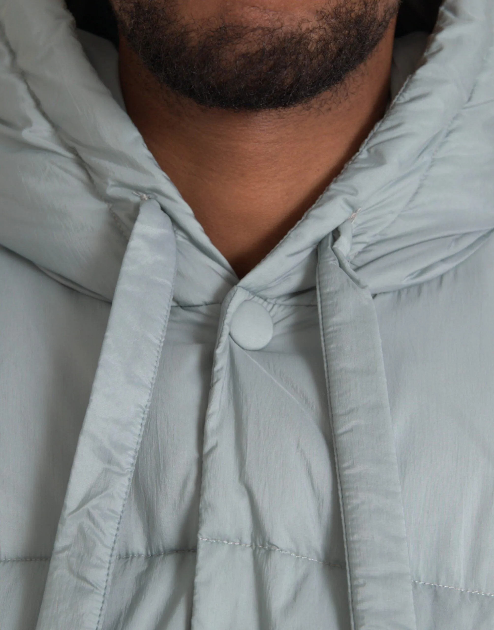 Dolce & Gabbana Light Blue Quilted Hooded Puffer Jacket Herre