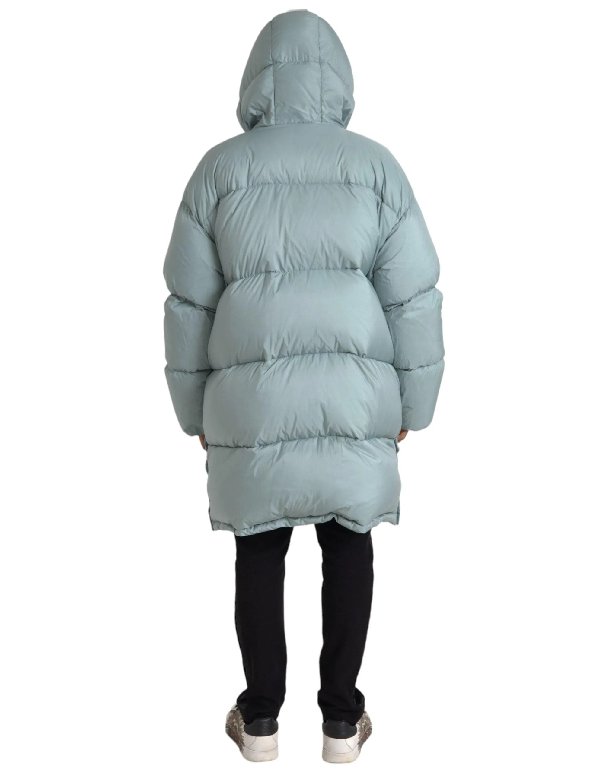 Dolce & Gabbana Light Blue Quilted Hooded Puffer Jacket Herre