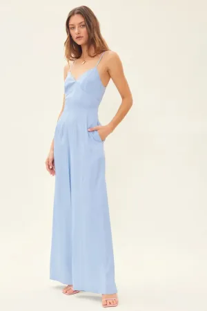 Drawstring Back Wide Leg Jumpsuit