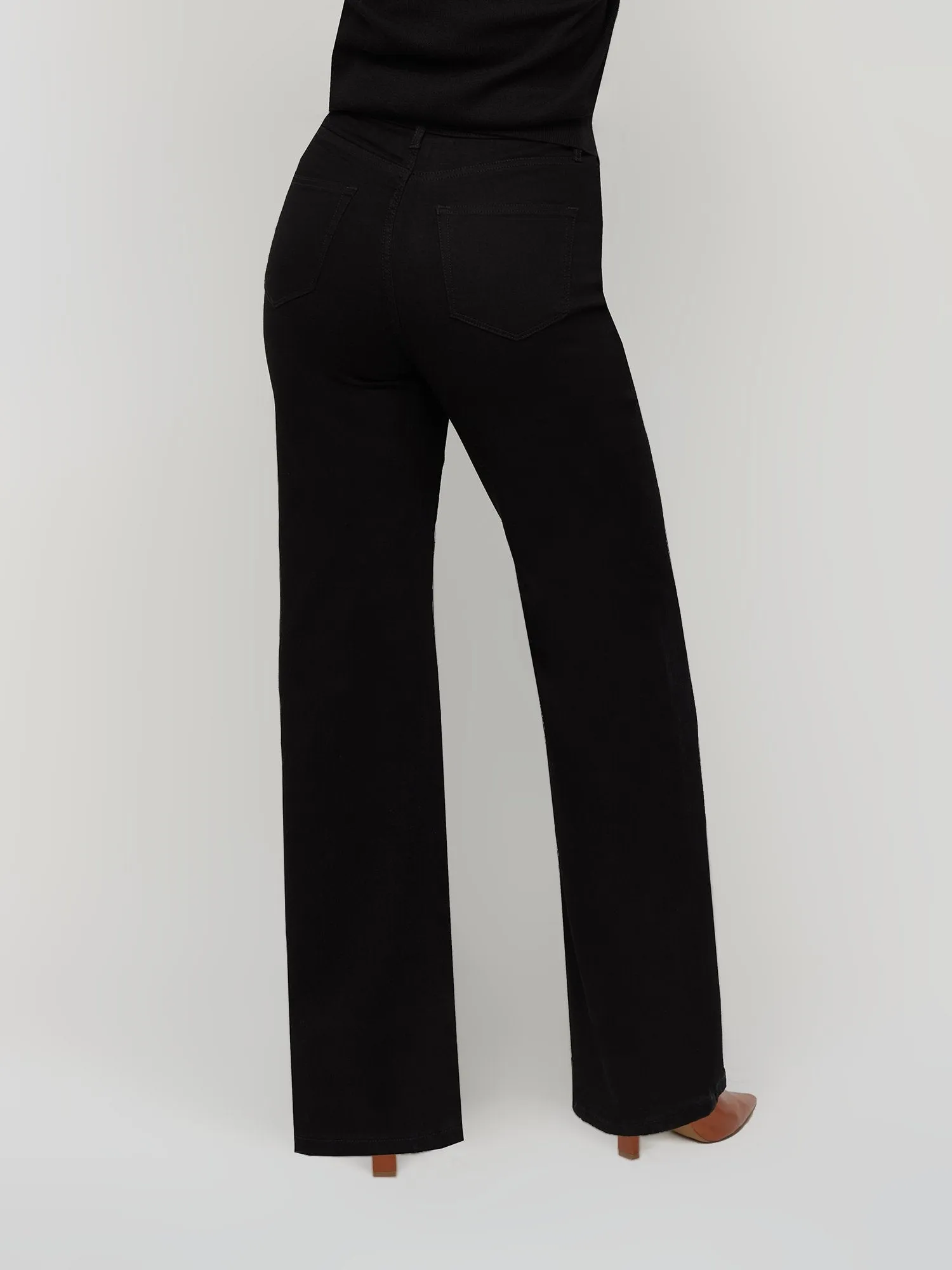 Essential High-Waisted Wide-Leg Jeans - Black