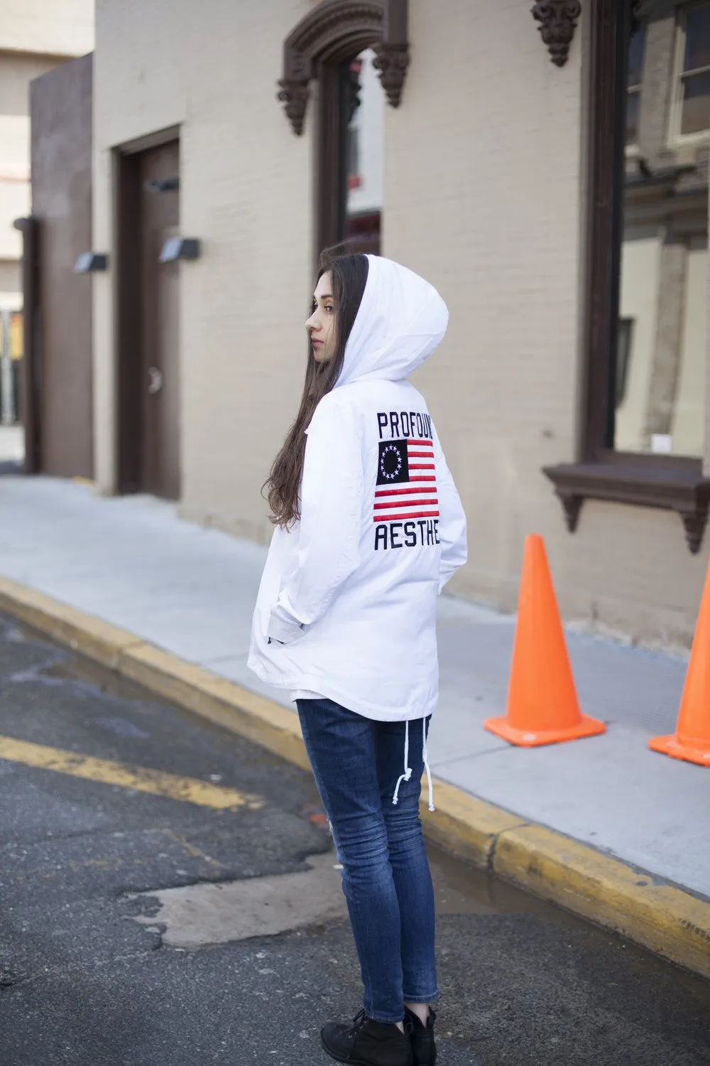 Four Flag Worldwide Hooded Windbreaker Coach Jacket in White