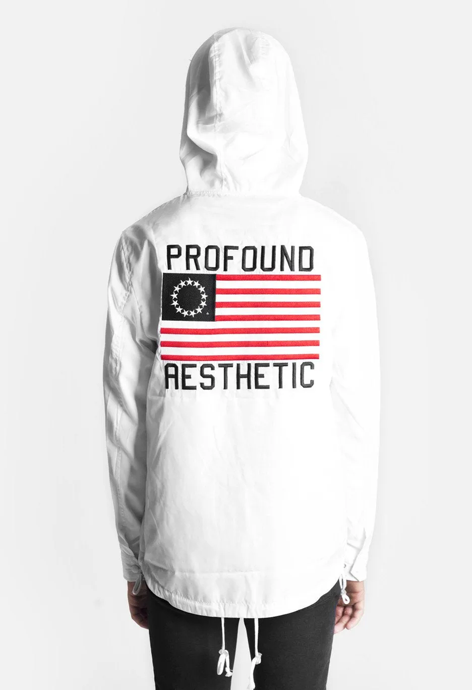 Four Flag Worldwide Hooded Windbreaker Coach Jacket in White