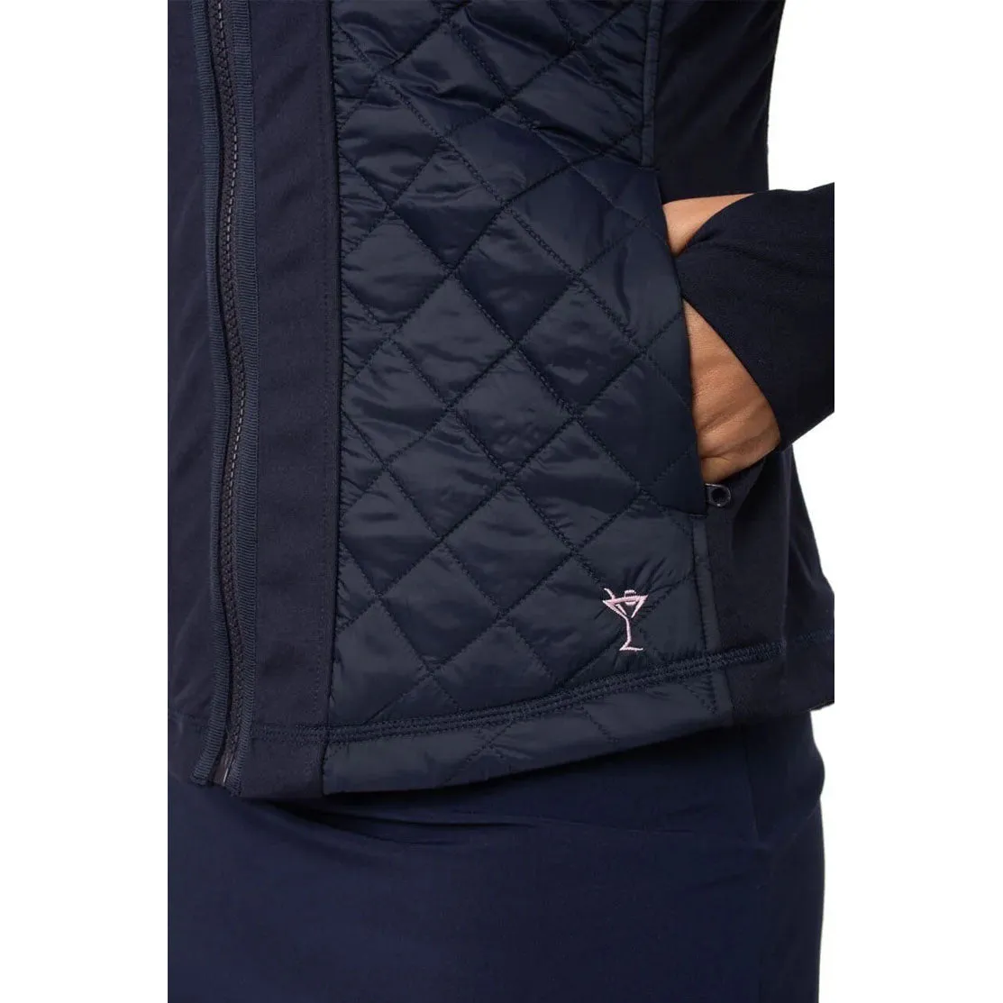 Golftini Women's Hooded Wind Breaker Jacket - Navy/Light Pink