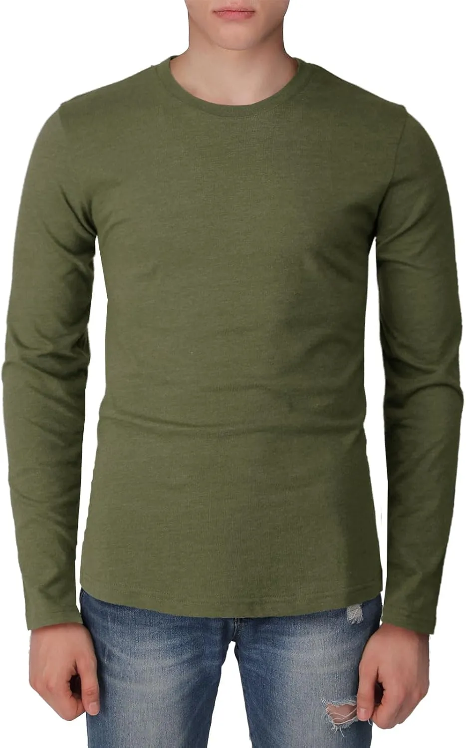 H2H Mens Casual Slim Fit Long Sleeve T-Shirts Soft Lightweight V-Neck/Crew-Neck Size XS to 3XL