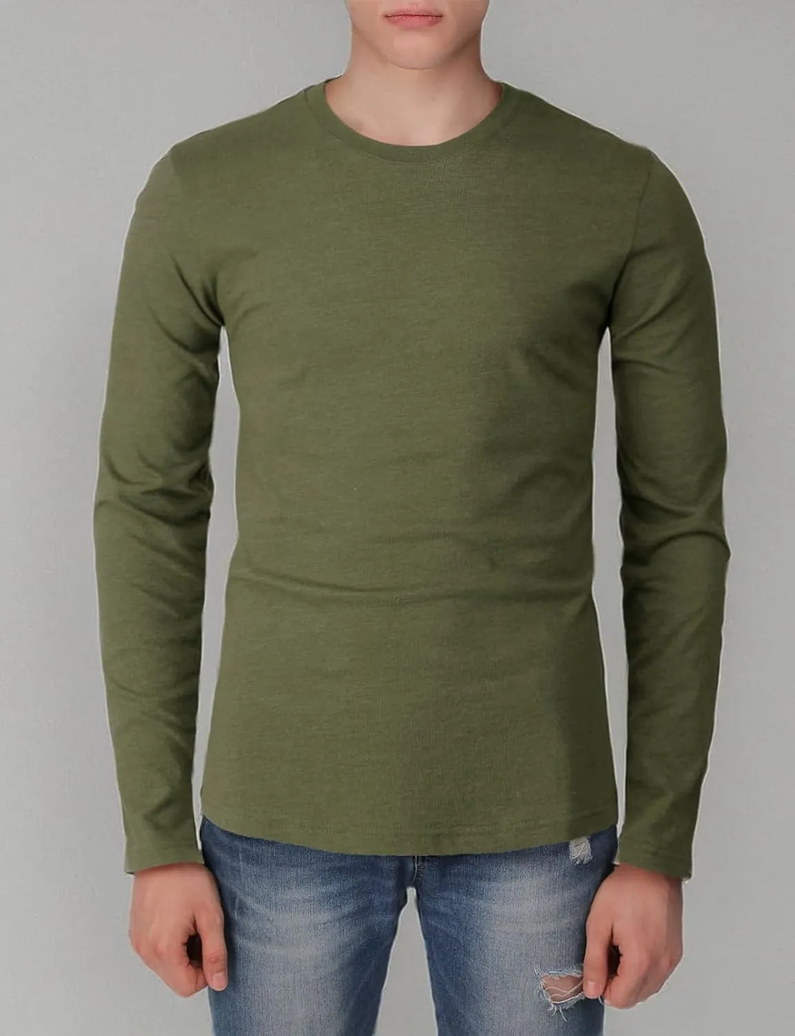 H2H Mens Casual Slim Fit Long Sleeve T-Shirts Soft Lightweight V-Neck/Crew-Neck Size XS to 3XL