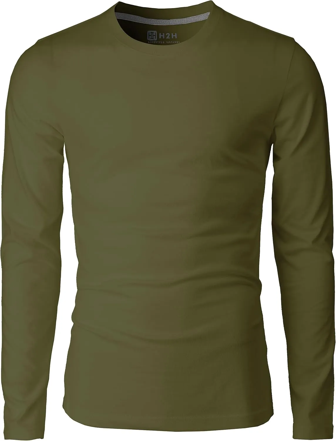 H2H Mens Casual Slim Fit Long Sleeve T-Shirts Soft Lightweight V-Neck/Crew-Neck Size XS to 3XL