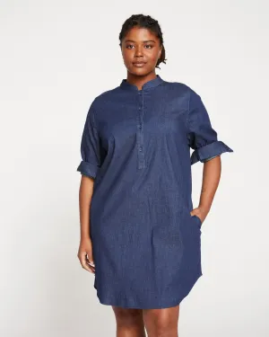 Hannah Stretch Cotton Chambray Shirtdress - Dark Indigo