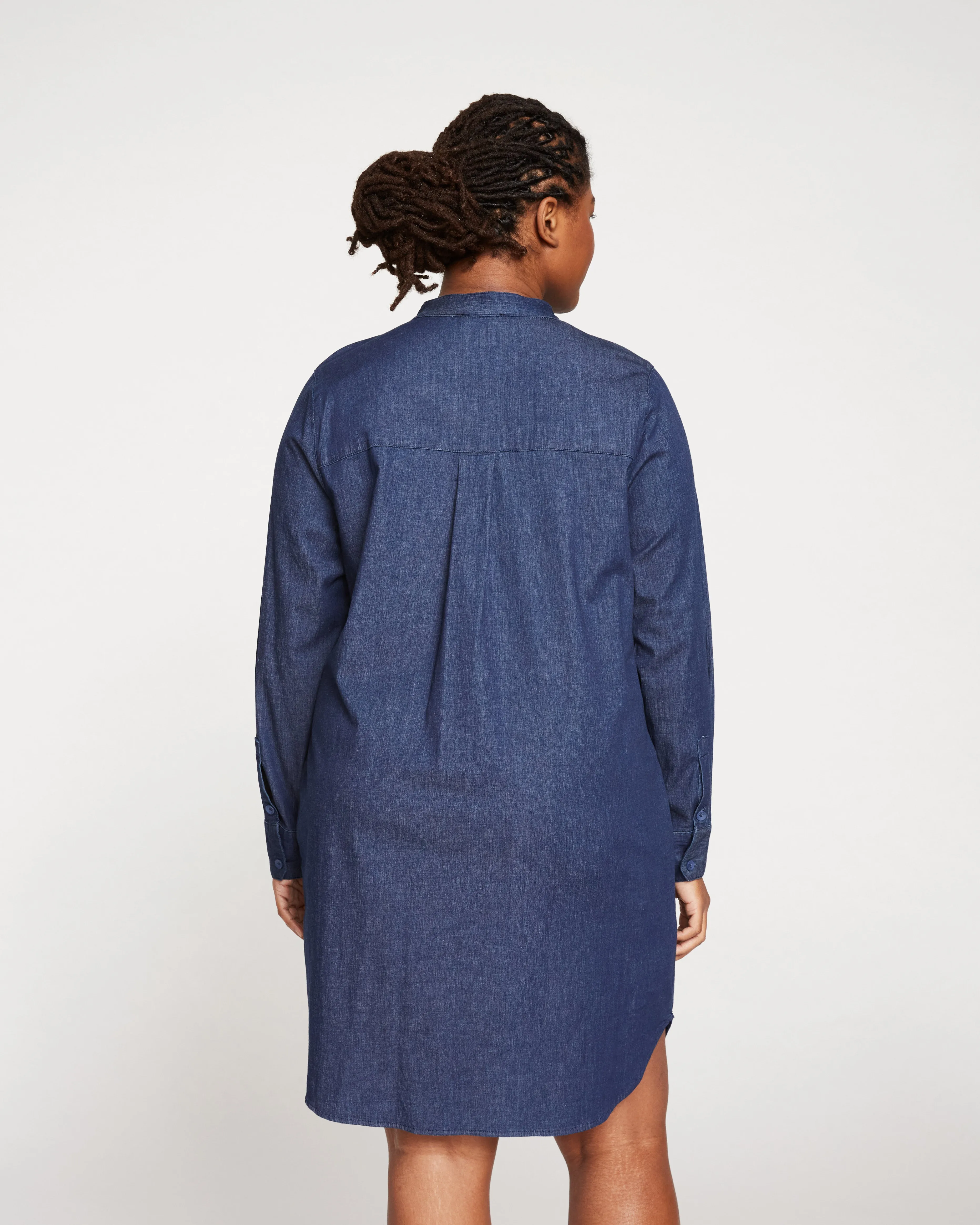 Hannah Stretch Cotton Chambray Shirtdress - Dark Indigo
