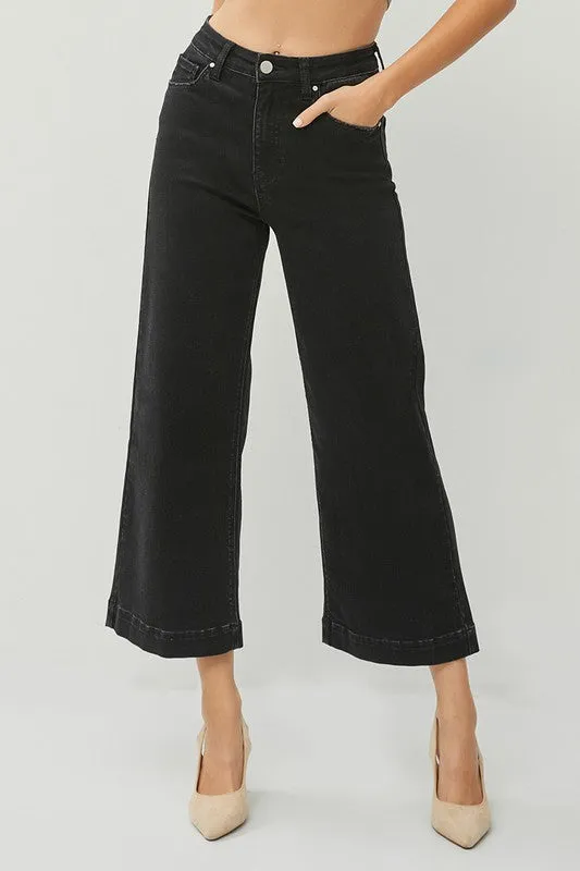High Rise Wide Leg Ankle Jeans